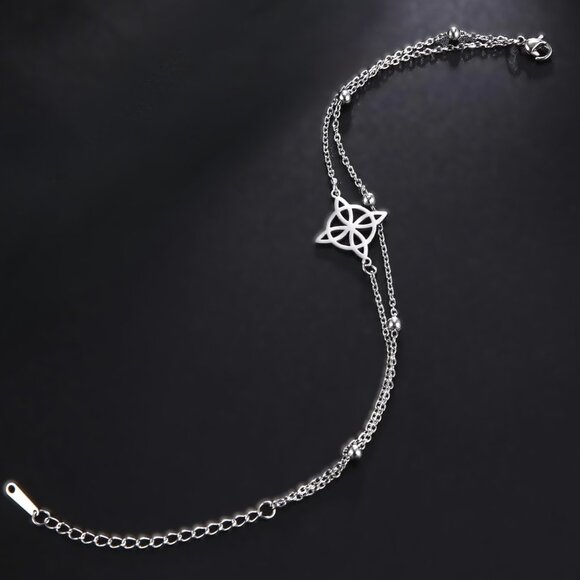 Silver Stainless Steel Witch Celtic Viking Cross Knot Fashion Bracelet NWOT - Picture 3 of 8